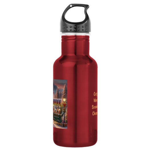 Winter Wonderland Snowman's Hot Chocolate Winkelwa Waterfles (Voorkant)