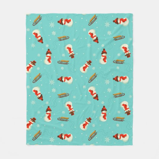 Winter Wonderland Snowmen Fleece Deken (Voorkant)