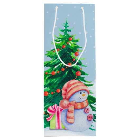 Winter Wonderland Snowmen Wine Gift Bag Wijn Cadeautas (Achterkant)