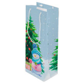 Winter Wonderland Snowmen Wine Gift Bag Wijn Cadeautas (Voorkant Gekanteld)