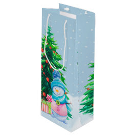 Winter Wonderland Snowmen Wine Gift Bag Wijn Cadeautas