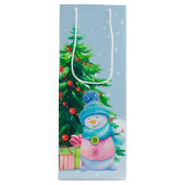 Winter Wonderland Snowmen Wine Gift Bag Wijn Cadeautas (Voorkant)
