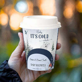 Winter Wonderland Snowy Beer Bird Baby shower Papieren Bekers