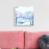 Winter Wonderland Snowy Blue Waterverf Schilderij Canvas Afdruk (Insitu (Woonkamer))