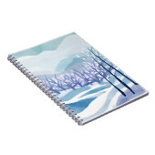 Winter Wonderland Snowy Blue Waterverf Schilderij Notitieboek (Rechterzijde)