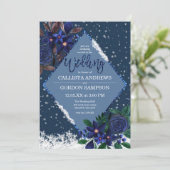 Winter Wonderland Snowy Floral Waterverf bruiloft Kaart (Staand voorkant)