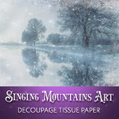 Winter Wonderland Snowy Forest and Pond Decoupage Tissuepapier