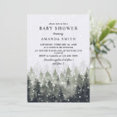 Winter Wonderland Snowy Forest Baby Shower Kaart (Staand voorkant)