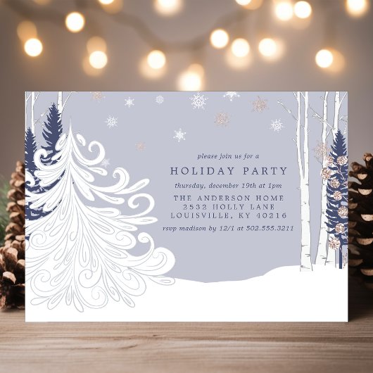 Winter Wonderland Snowy Forest Holiday Party Kaart