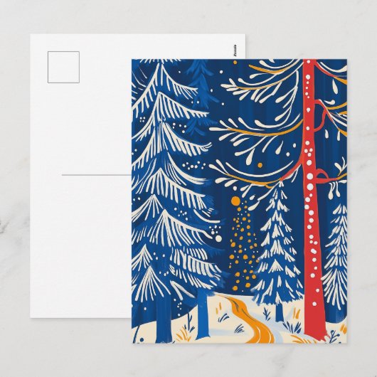 Winter Wonderland, Snowy Forest, Vakantie volkskun Feestdagenkaart (Voorkant / Achterkant)