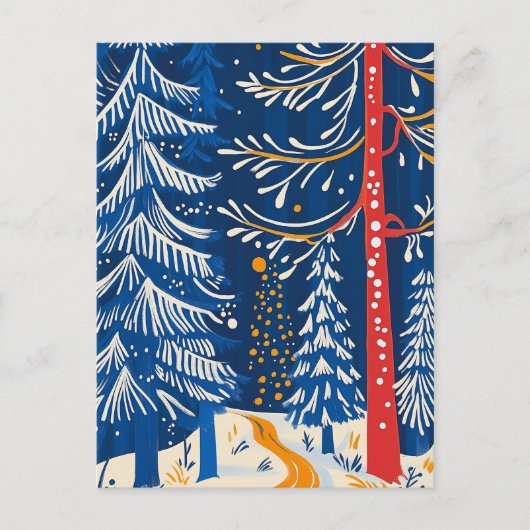Winter Wonderland, Snowy Forest, Vakantie volkskun Feestdagenkaart (Voorkant)