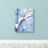 Winter Wonderland Snowy Tree Branches Painted Canvas Afdruk (Insitu (Houten vloer))
