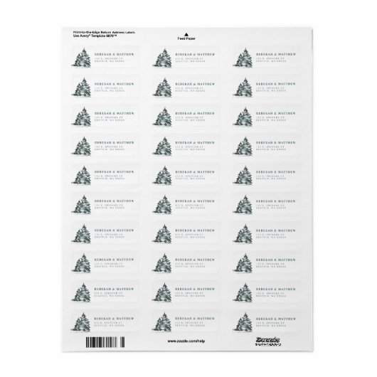 Winter Wonderland Snowy Tree Return Address Labels (Full Sheet)