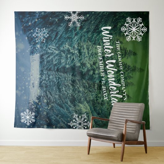 Winter Wonderland Snowy Trees | Feestachtergrond Wandkleed (In Situ (horizontaal))