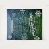 Winter Wonderland Snowy Trees | Feestachtergrond Wandkleed (Voorkant (horizontaal))