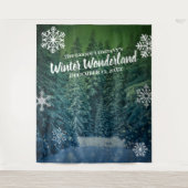Winter Wonderland Snowy Trees | Feestachtergrond Wandkleed (Voorkant)