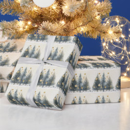 Winter Wonderland Sparkle & Gouden Bomen Cadeaupapier
