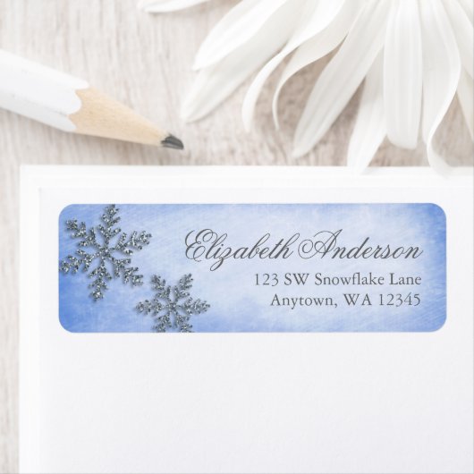 Winter Wonderland Sparkle Snowflake Adresetiketten Etiket (Insitu)