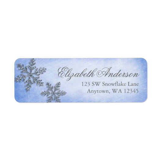 Winter Wonderland Sparkle Snowflake Adresetiketten Etiket (Voorkant)