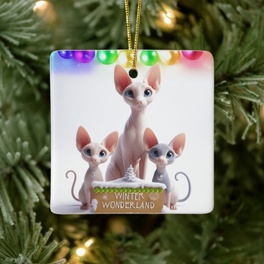 Winter Wonderland Sphynx Kerst Ornament (Boom)