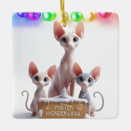 Winter Wonderland Sphynx Kerstornament Keramisch Ornament
