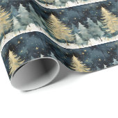 Winter Wonderland sprankelende kerstbomen Cadeaupapier (Rol Hoek)