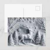 Winter Wonderland Stag Deer in Motion Postcard Briefkaart (Voorkant / Achterkant)