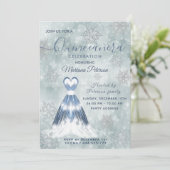 Winter wonderland stoffig blauw Quinceañera Kaart (Staand voorkant)