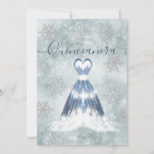 Winter wonderland stoffig blauw Quinceañera Kaart (Achterkant)