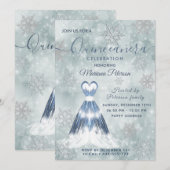 Winter wonderland stoffig blauw Quinceañera Kaart (Voorkant / Achterkant)