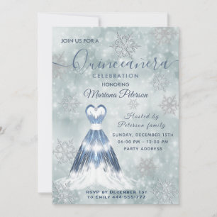 Winter wonderland stoffig blauw Quinceañera Kaart