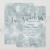 Winter wonderland stoffige blauwe bokeh zoet 16 kaart (Voorkant / Achterkant)