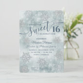 Winter wonderland stoffige blauwe bokeh zoet 16 kaart (Staand voorkant)