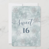 Winter wonderland stoffige blauwe bokeh zoet 16 kaart (Achterkant)