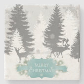 Winter Wonderland Stone Onderzetter - Blauwgroen (Voorkant)