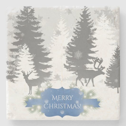 Winter Wonderland Stone Onderzetter - Blue (Voorkant)