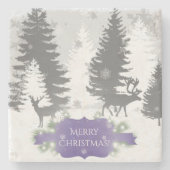 Winter Wonderland Stone Onderzetter - Paars (Voorkant)