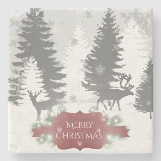 Winter Wonderland Stone Onderzetter - Red (Voorkant)