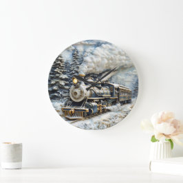 Winter wonderland stoomtrein. grote klok