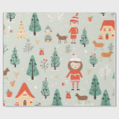 Winter Wonderland Storybook Scene Cadeaupapier (Vlak)