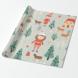 Winter Wonderland Storybook Scene Cadeaupapier