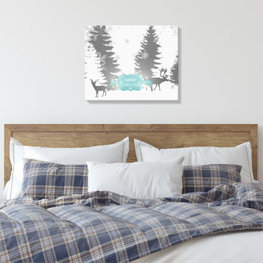Winter Wonderland Stretched Canvas Print - Blauwgr (Insitu (Slaapkamer))