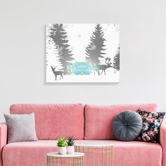 Winter Wonderland Stretched Canvas Print - Blauwgr (Insitu (Woonkamer))