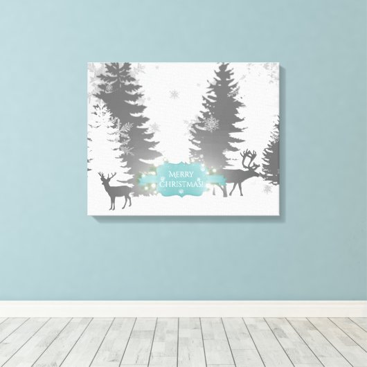 Winter Wonderland Stretched Canvas Print - Blauwgr (Insitu (Houten vloer))