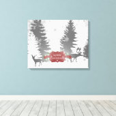 Winter Wonderland Stretched Canvas Print - Red (Insitu (Houten vloer))