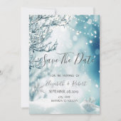 Winter Wonderland, String Lights, behalve de datum Save The Date (Voorkant)