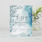 Winter Wonderland, String Lights RSVP Kaart (Staand voorkant)
