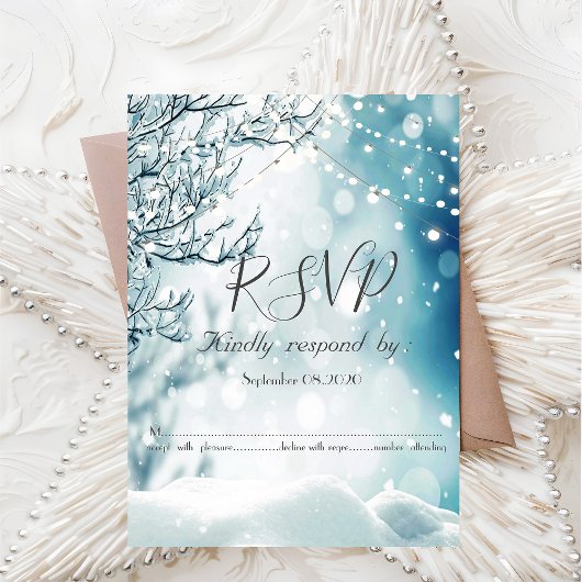 Winter Wonderland, String Lights RSVP Kaart