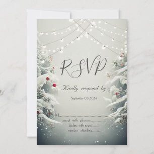 Winter Wonderland, String Lights Sneeuw RSVP Kaart
