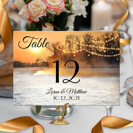 Winter Wonderland String Lights Table Number Card Kaart